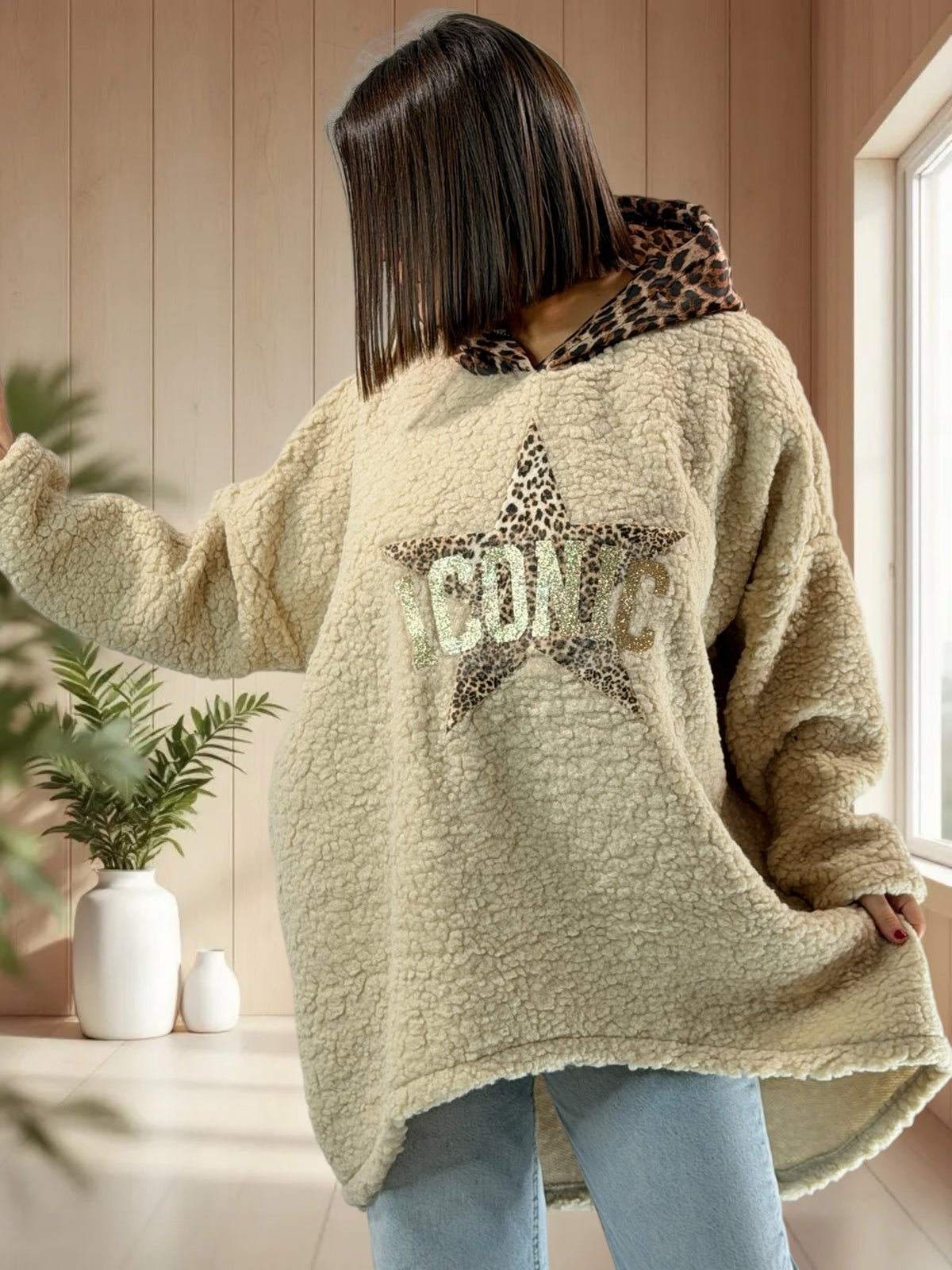 TEDDY - PULL OVERSIZE MOUMOUTE BEIGE JUSQU'A LA TAILLE 54/56