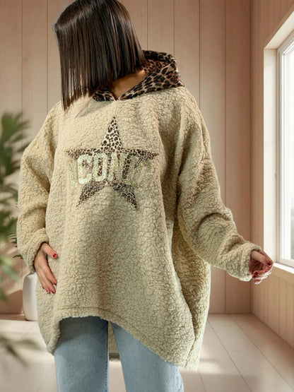 TEDDY - PULL OVERSIZE MOUMOUTE BEIGE JUSQU'A LA TAILLE 54/56