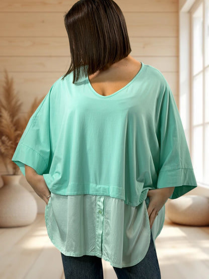 ANGELA  - TUNIQUE LAGON EN COTON BI MATIERE JUSQU'A LA TAILLE 56