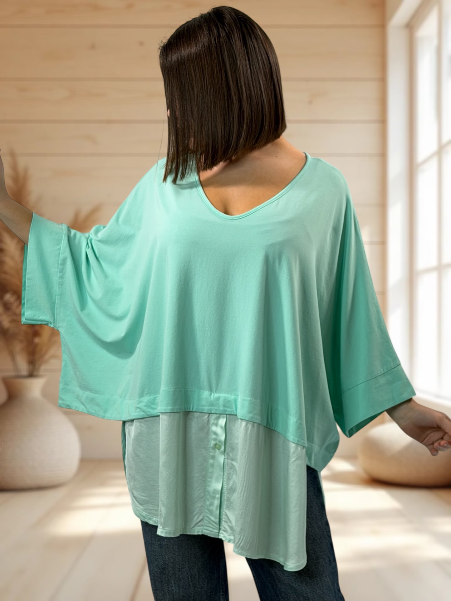 ANGELA  - TUNIQUE LAGON EN COTON BI MATIERE JUSQU'A LA TAILLE 56