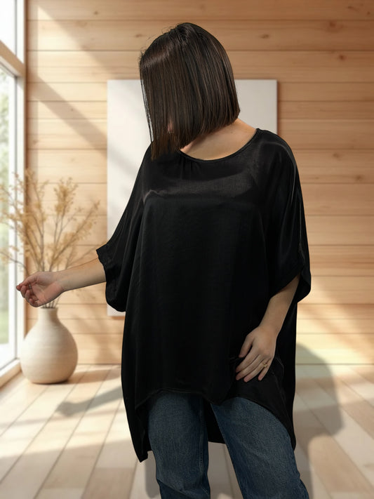 JOY  - TUNIQUE OVERSIZE NOIRE JUSQU'A LA TAILLE 56