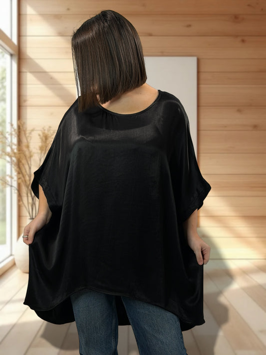 JOY  - TUNIQUE OVERSIZE NOIRE JUSQU'A LA TAILLE 56