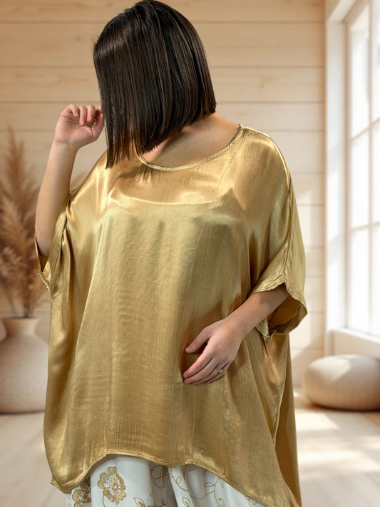 JOY  - TUNIQUE OVERSIZE CAMEL JUSQU'A LA TAILLE 56