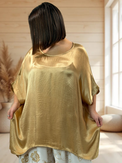 JOY  - TUNIQUE OVERSIZE CAMEL JUSQU'A LA TAILLE 56