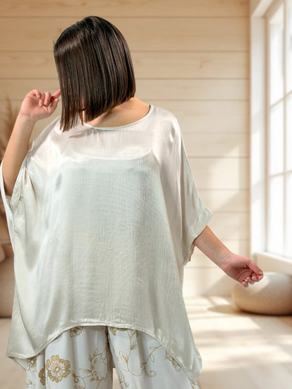 JOY  - TUNIQUE OVERSIZE BLANC CASSE JUSQU'A LA TAILLE 56