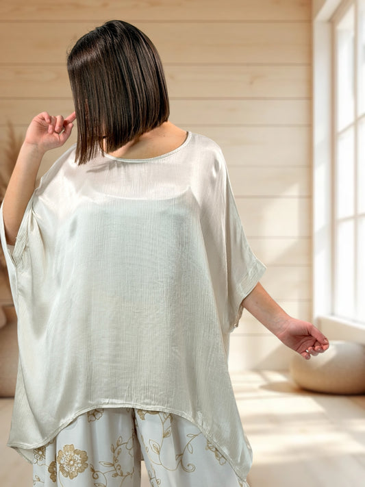 JOY  - TUNIQUE OVERSIZE BLANC CASSE JUSQU'A LA TAILLE 56