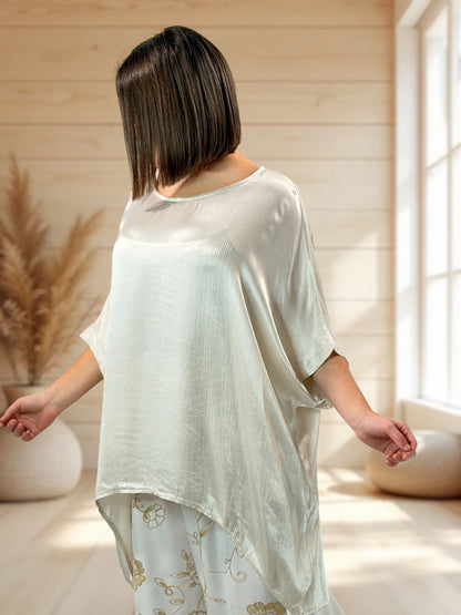 JOY  - TUNIQUE OVERSIZE BLANC CASSE JUSQU'A LA TAILLE 56