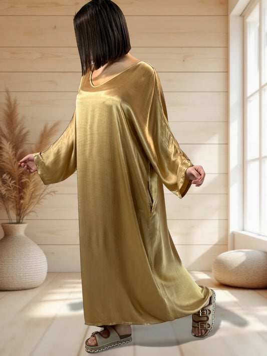 VERONE - ROBE FLUIDE CAMEL JUSQU'A LA TAILLE 52/54