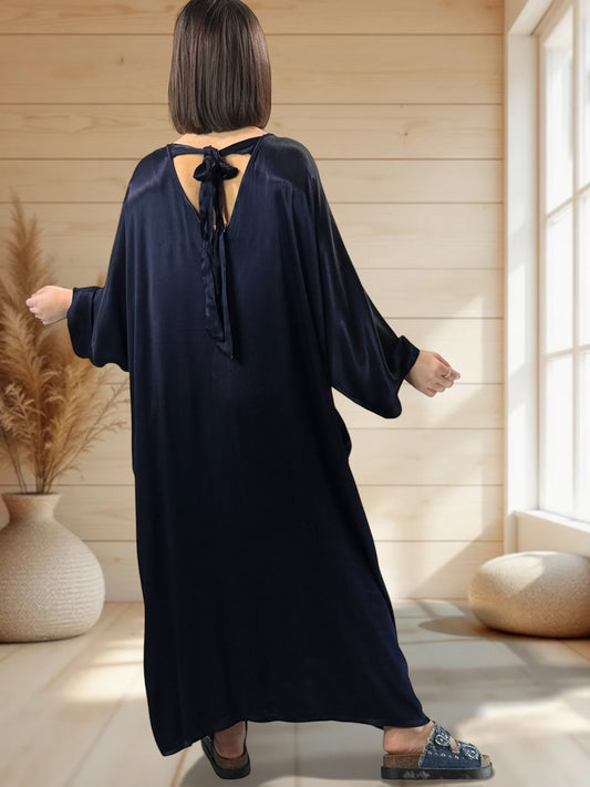 VERONE - ROBE FLUIDE MARINE JUSQU'A LA TAILLE 52/54