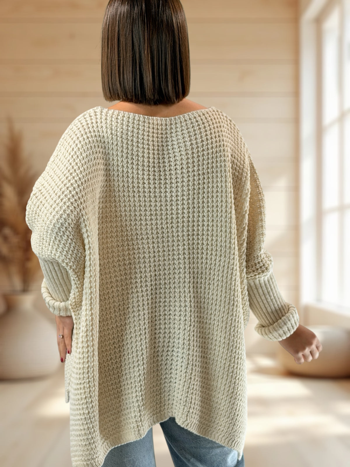 ALEX - PULL OVERSIZE BEIGE JUSQU'A LA TAILLE 54