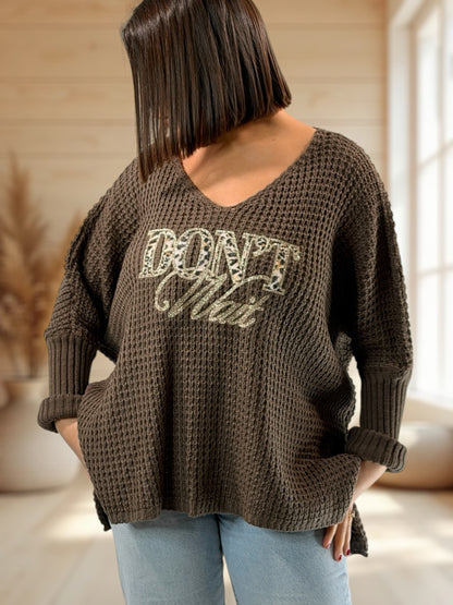 ALEX - PULL OVERSIZE MOKA JUSQU'A LA TAILLE 54