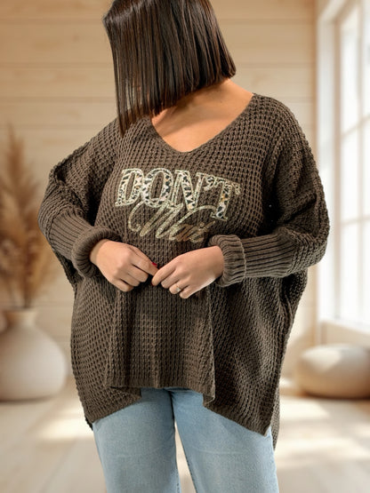 ALEX - PULL OVERSIZE MOKA JUSQU'A LA TAILLE 54