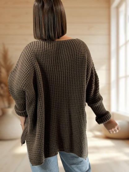 ALEX - PULL OVERSIZE MOKA JUSQU'A LA TAILLE 54