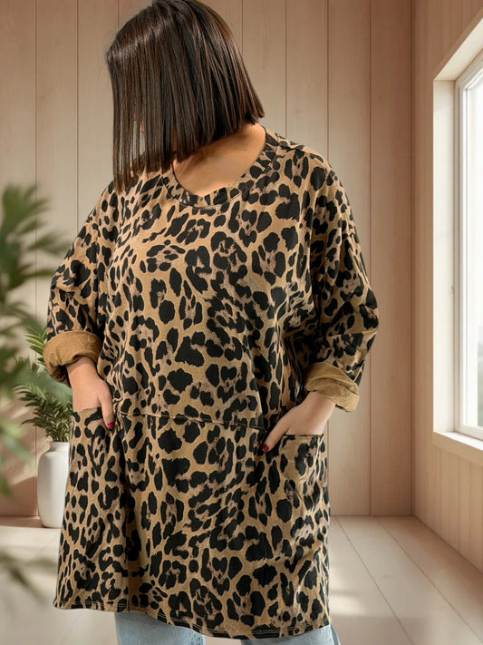 SAVANE - TUNIQUE OVERSIZE LEOPARD JUSQU'A LA TAILLE 54