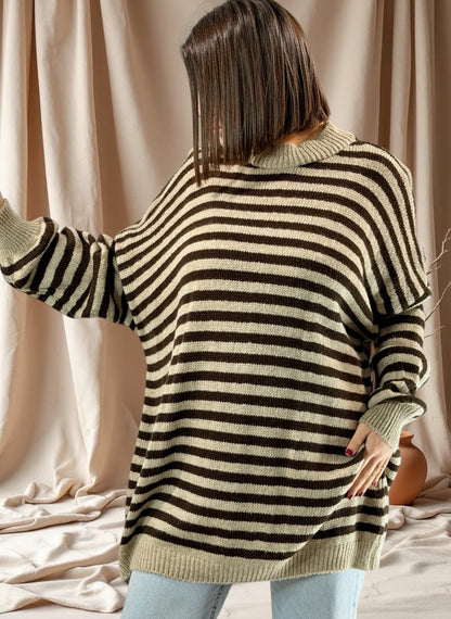 BIARRITZ - PULL MARINIERE OVERSIZE MARRON JUSQU'A LA TAILLE 54/56