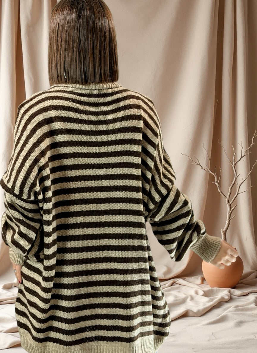 BIARRITZ - PULL MARINIERE OVERSIZE MARRON JUSQU'A LA TAILLE 54/56