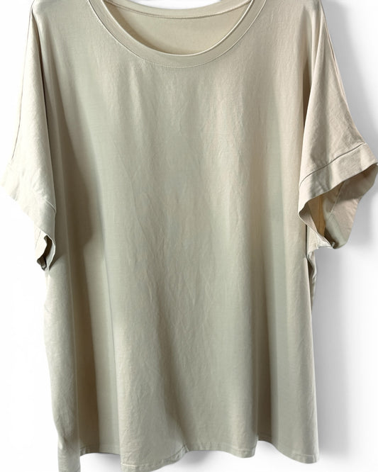 SYLVIO - T-SHIRT EN COTON BEIGE TAILLE 48 A 56