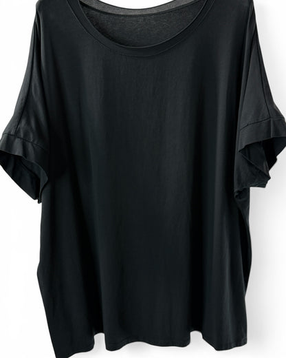SYLVIO - T-SHIRT EN COTON NOIR TAILLE 48 A 56