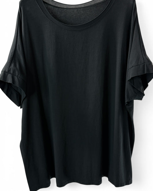 SYLVIO - T-SHIRT EN COTON NOIR TAILLE 48 A 56