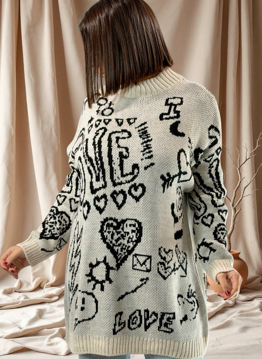 ADAM - PULL OVERSIZE A MOTIF JUSQU'A LA TAILLE 52