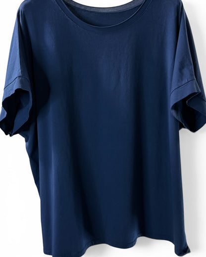 SYLVIO - T-SHIRT EN COTON MARINE TAILLE 48 A 56