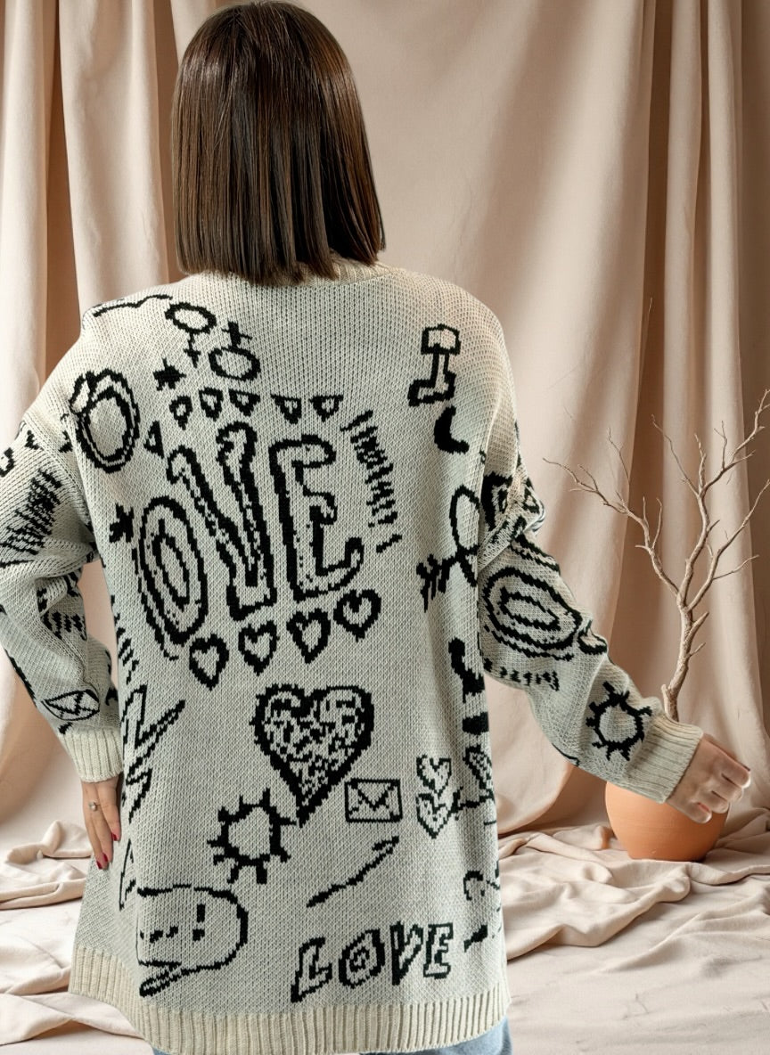ADAM - PULL OVERSIZE A MOTIF JUSQU'A LA TAILLE 52