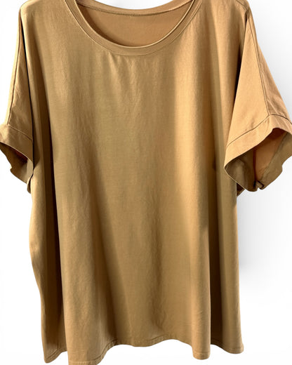 SYLVIO - T-SHIRT EN COTON CAMEL TAILLE 48 A 56