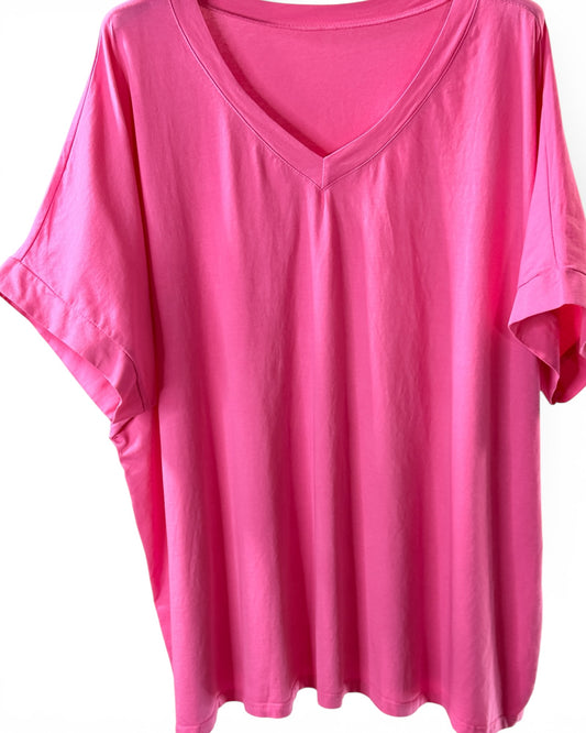 LUIZ - T-SHIRT EN COTON FUCHSIA TAILLE 48 A 56
