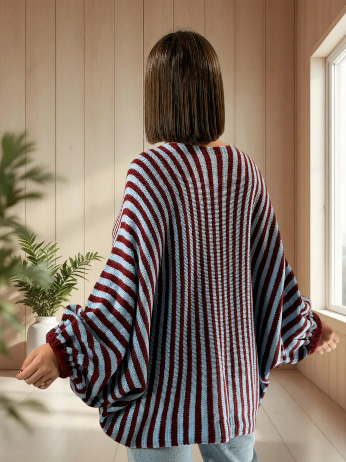 MONICA - PULL OVERSIZE A RAYURE JUSQU'A LA TAILLE 54