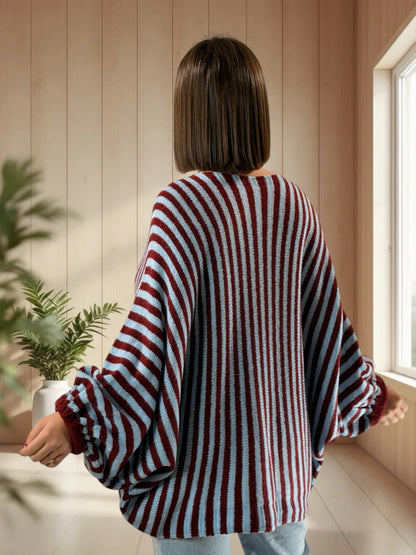 MONICA - PULL OVERSIZE A RAYURE JUSQU'A LA TAILLE 54