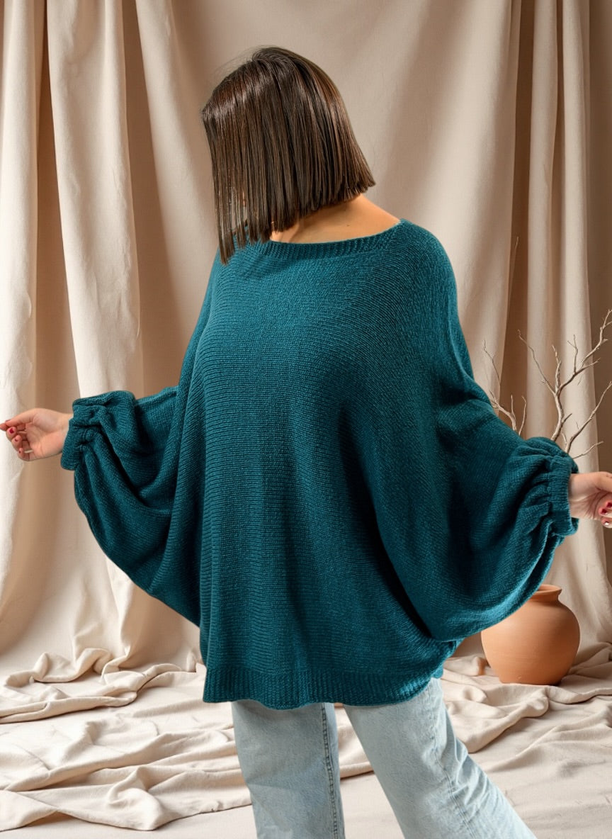 MONICA - PULL OVERSIZE BLEU JUSQU'A LA TAILLE 54