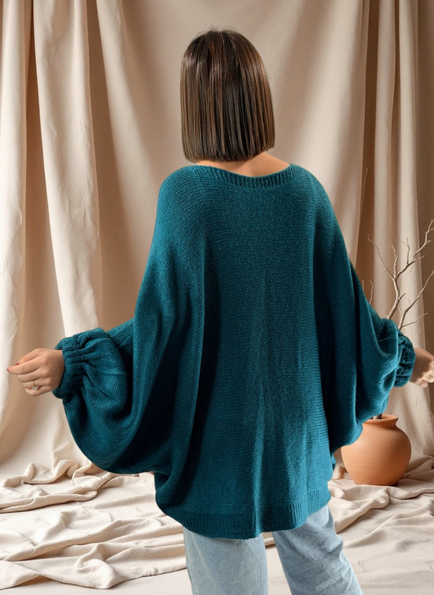 MONICA - PULL OVERSIZE BLEU JUSQU'A LA TAILLE 54