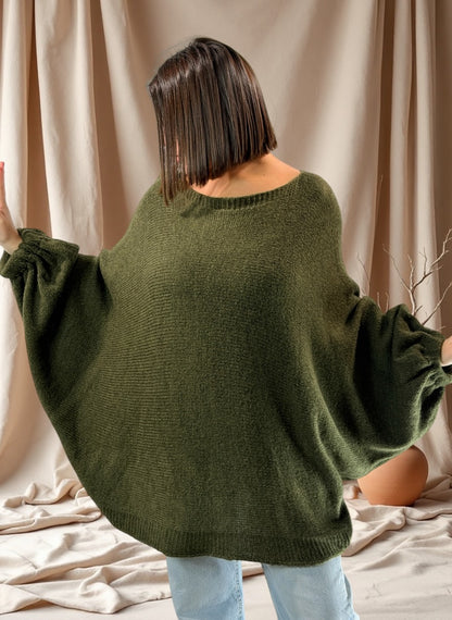 MONICA - PULL OVERSIZE KAKI JUSQU'A LA TAILLE 54