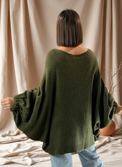 MONICA - PULL OVERSIZE KAKI JUSQU'A LA TAILLE 54