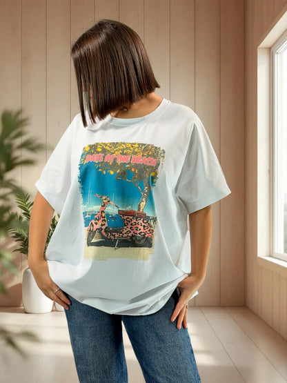 MADOX - T-SHIRT OVERSIZE A MOTIF TAILLE JUSQU'A LA TAILLE 46/48 A 56