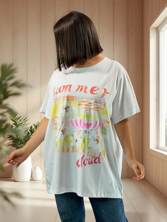 MADOX - T-SHIRT OVERSIZE A MOTIF TAILLE JUSQU'A LA TAILLE 46/48 A 56