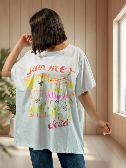 MADOX - T-SHIRT OVERSIZE A MOTIF TAILLE JUSQU'A LA TAILLE 46/48 A 56