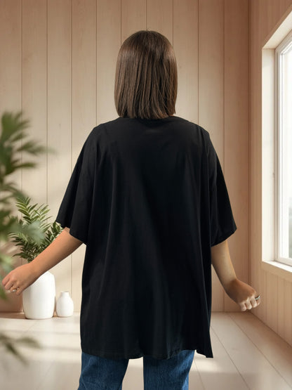 ERIKO - T-SHIRT OVERSIZE NOIR MOTIF SARDINE TAILLE 46/48 A 56