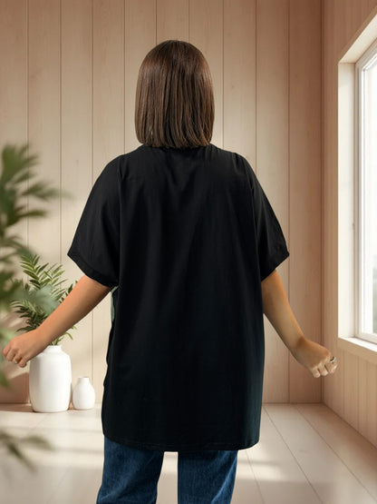 AMBROSIA - T-SHIRT OVERSIZE NOIR A MOTIF TAILLE 46/48 A 56