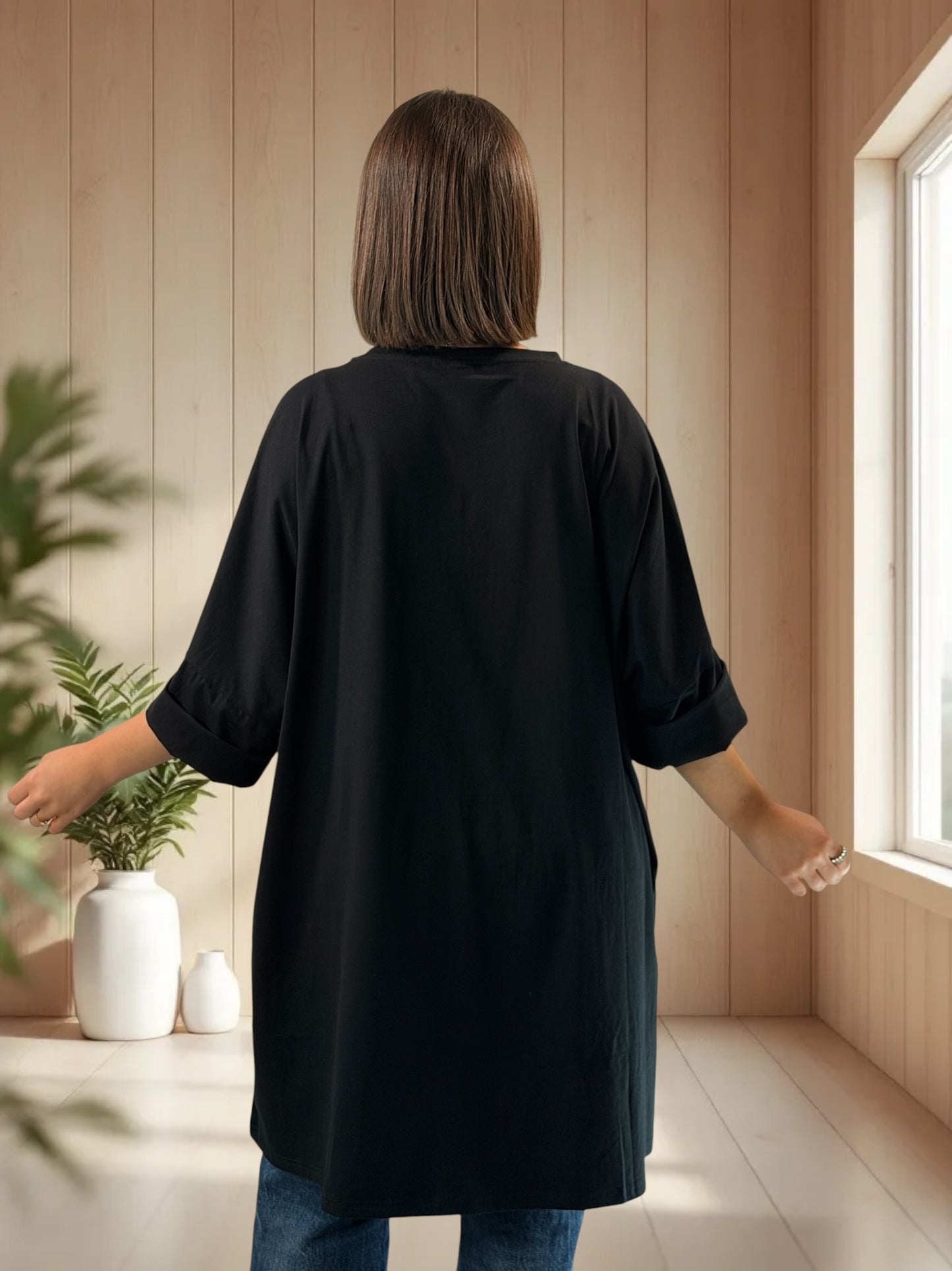 PIETRO - LONG T-SHIRT OVERSIZE A MOTIF JUSQU'A LA TAILLE 46/48 A 56