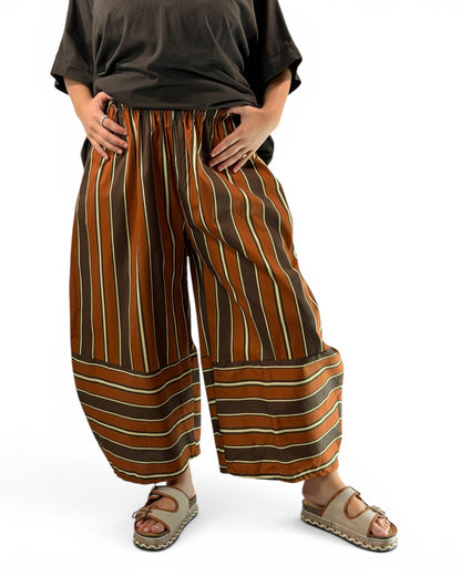 LEON - PANTALON A RAYURE ROUILLE JUSQU'A LA TAILLE 52