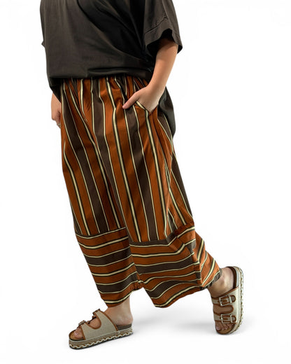 LEON - PANTALON A RAYURE ROUILLE JUSQU'A LA TAILLE 52