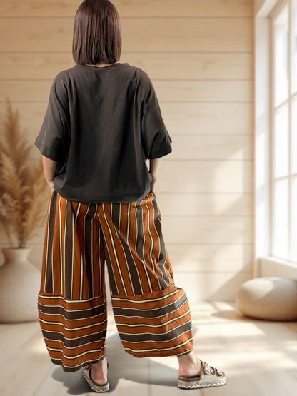 LEON - PANTALON A RAYURE ROUILLE JUSQU'A LA TAILLE 52