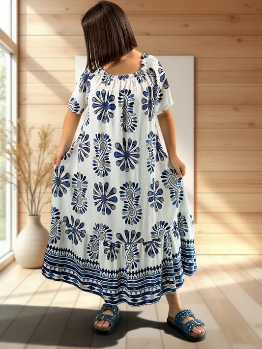 LISA - ROBE MOTIF MARINE JUSQU'A LA TAILLE 54
