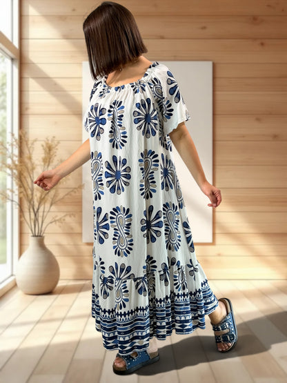 LISA - ROBE MOTIF MARINE JUSQU'A LA TAILLE 54