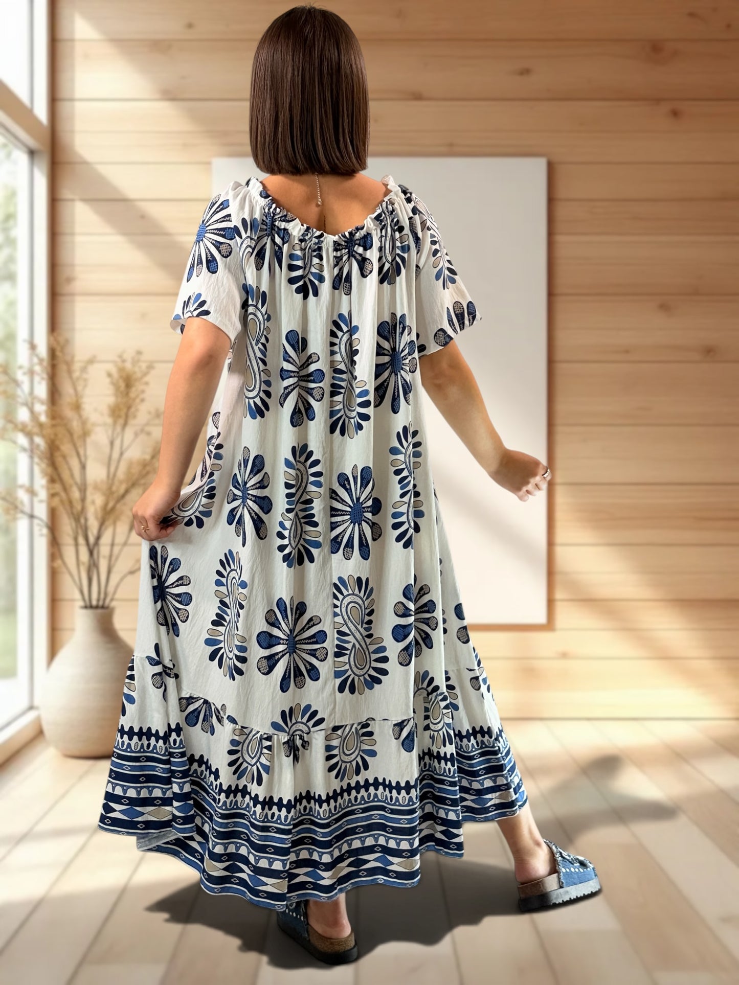 LISA - ROBE MOTIF MARINE JUSQU'A LA TAILLE 54