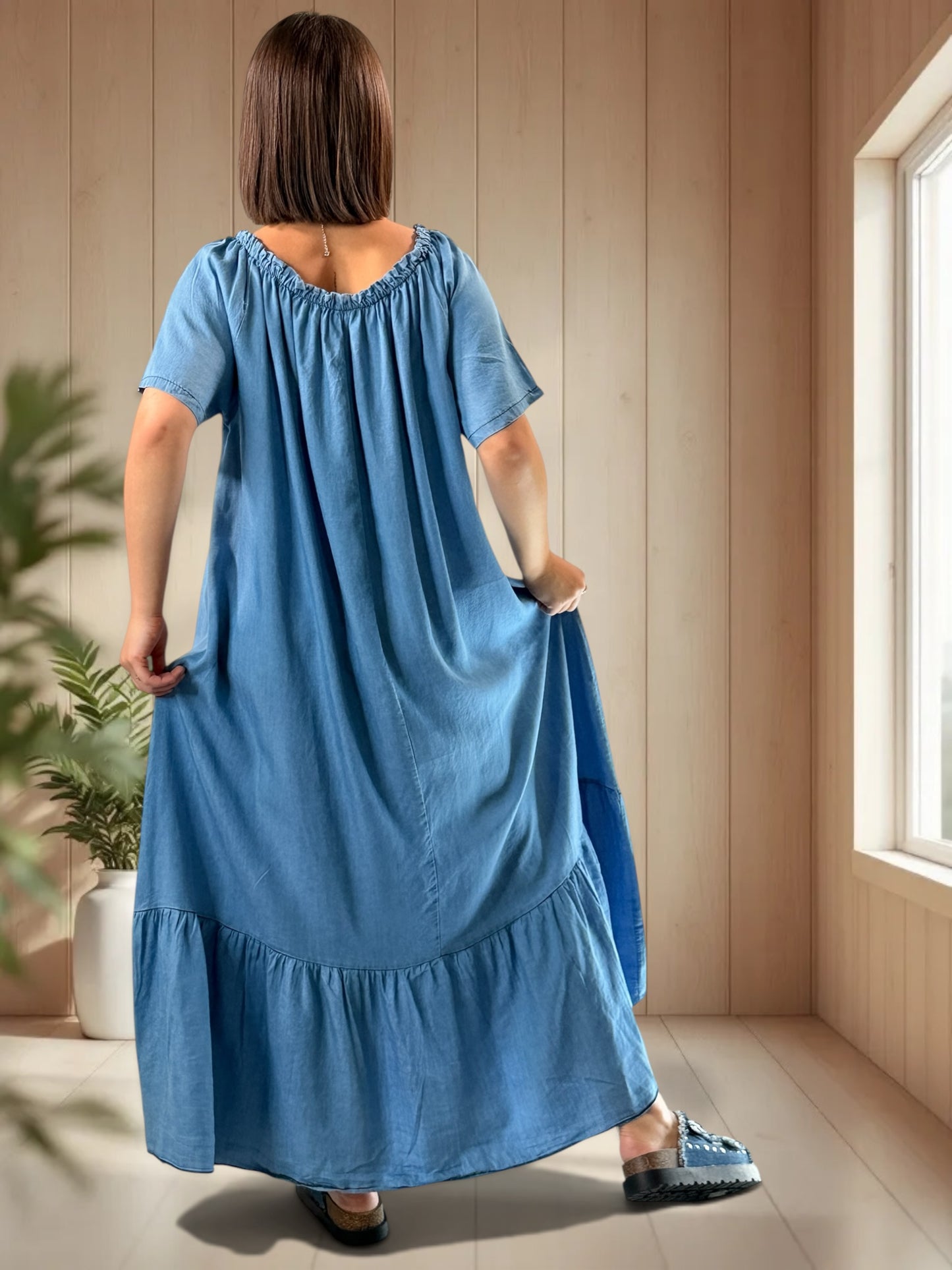 JOSEPHA - ROBE LONGUE EN JEAN TENCELL JUSQU'A LA TAILLE 52