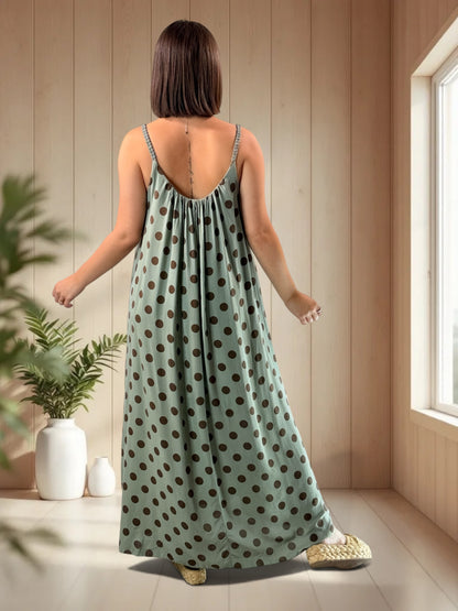 CLAUDIE - ROBE LONGUE KAKI A POIS JUSQU'A LA TAILLE 52
