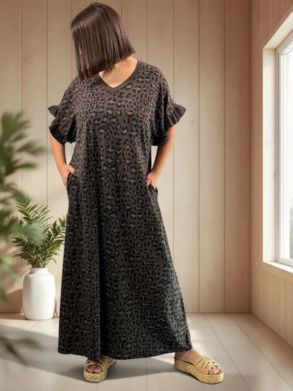 PAMPA - ROBE LONGUE LEOPARD JUSQU'A LA TAILLE 50/52