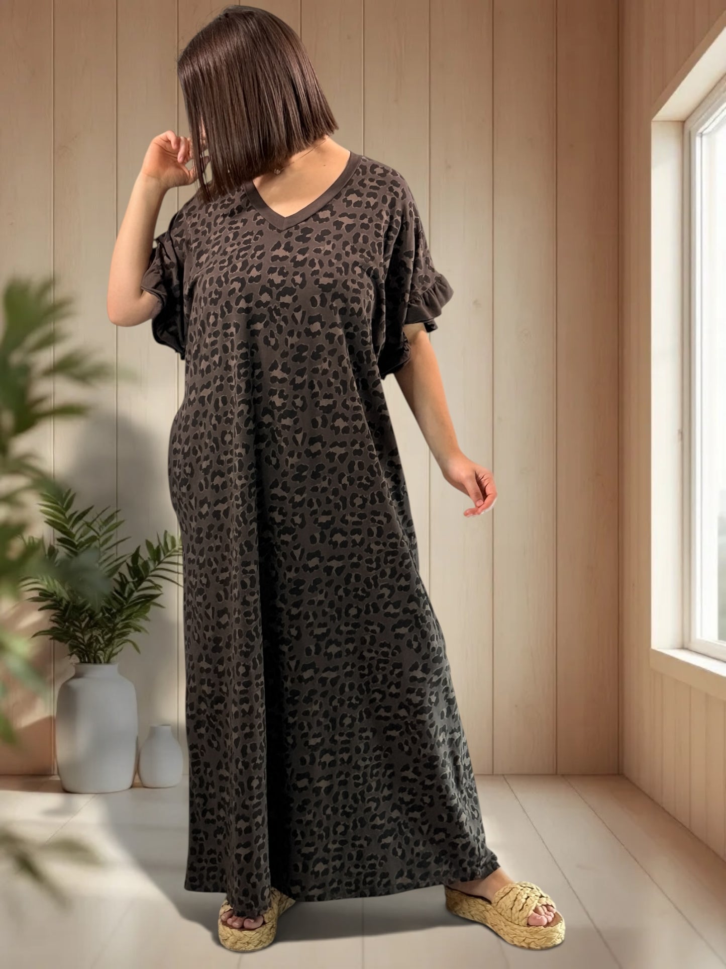 PAMPA - ROBE LONGUE LEOPARD JUSQU'A LA TAILLE 50/52